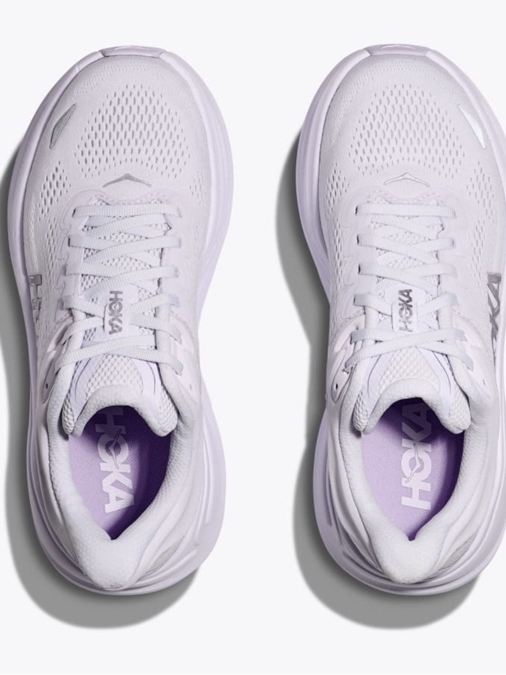Hoka White Athletic Sneakers with Subtle Blue Logo